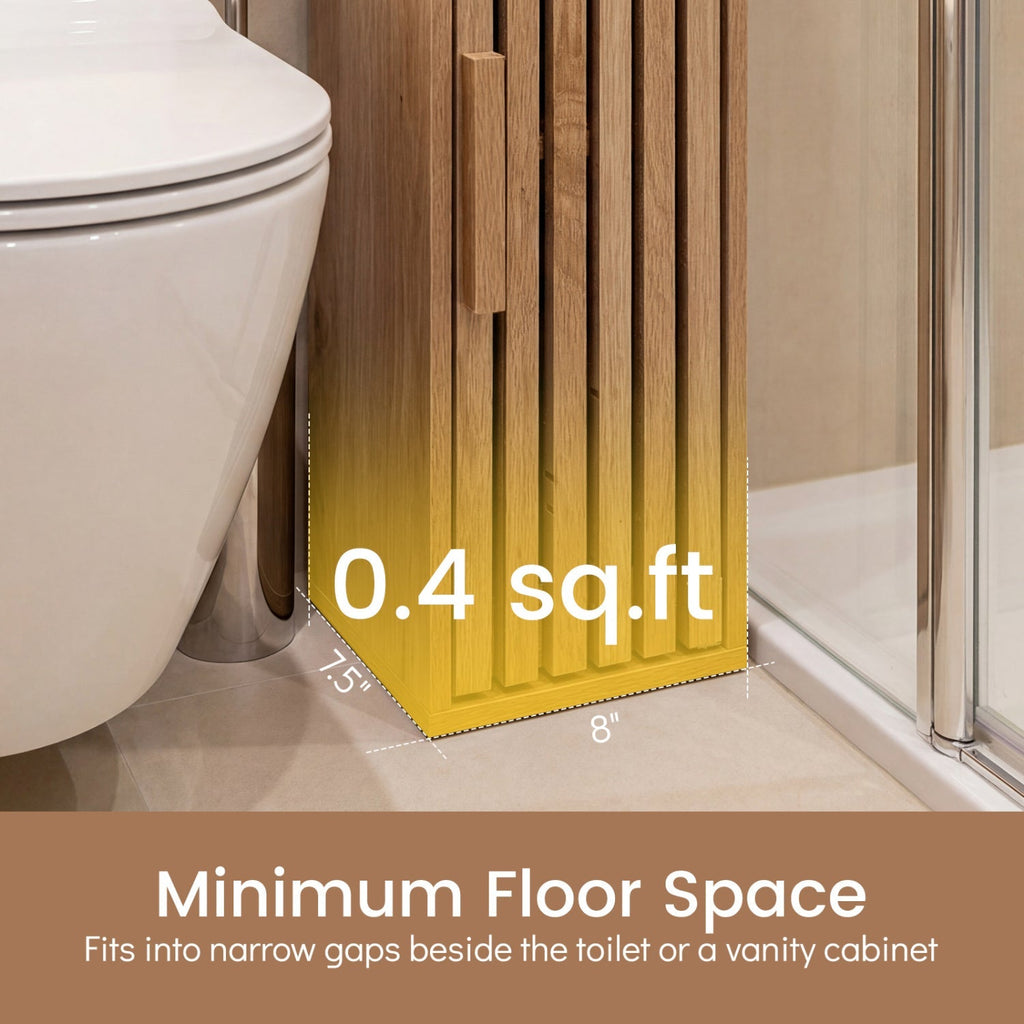Slim Bathroom Cabinets Freestanding Toilet Paper Holder Stand with Door